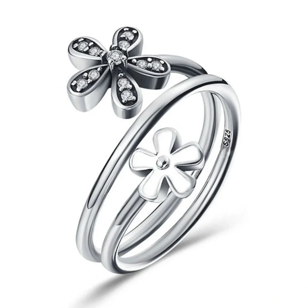 🎀925 Silver Plated New Fashion Cute Flower Design Ring, GPMB1504-8